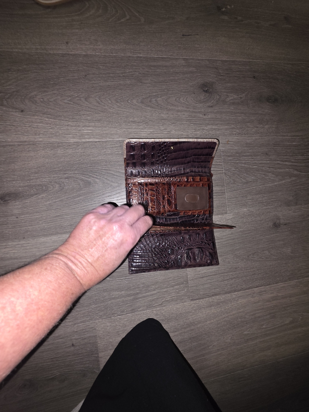 Brahmin Tri-Color Croc-Embossed Leather Wallet - Brown/Beige - Picture 6 of 12